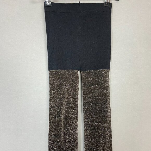 Express Tights Glitter Black Gold Women Sz Medium Large New Years Eve Christmas - Picture 4 of 11